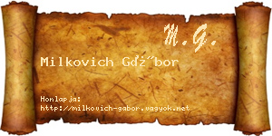 Milkovich Gábor névjegykártya